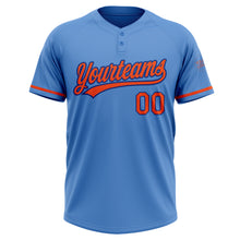 Load image into Gallery viewer, Custom Powder Blue Orange-Royal Two-Button Unisex Softball Jersey