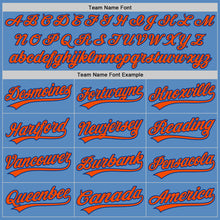 Load image into Gallery viewer, Custom Powder Blue Orange-Royal Two-Button Unisex Softball Jersey
