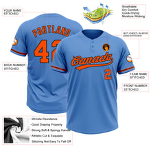 Load image into Gallery viewer, Custom Powder Blue Orange-Black Two-Button Unisex Softball Jersey