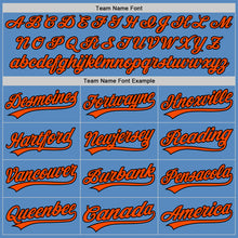 Load image into Gallery viewer, Custom Powder Blue Orange-Black Two-Button Unisex Softball Jersey