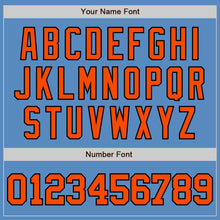 Load image into Gallery viewer, Custom Powder Blue Orange-Black Two-Button Unisex Softball Jersey