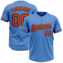 Load image into Gallery viewer, Custom Powder Blue Orange-Black Two-Button Unisex Softball Jersey