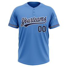 Load image into Gallery viewer, Custom Powder Blue Navy-White Two-Button Unisex Softball Jersey