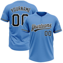 Load image into Gallery viewer, Custom Powder Blue Black-White Two-Button Unisex Softball Jersey