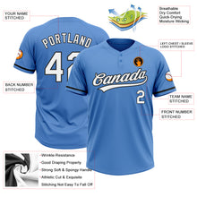 Load image into Gallery viewer, Custom Powder Blue White-Black Two-Button Unisex Softball Jersey
