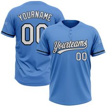 Load image into Gallery viewer, Custom Powder Blue White-Black Two-Button Unisex Softball Jersey