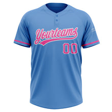 Загрузить изображение в средство просмотра галереи, Custom Powder Blue Pink-White Two-Button Unisex Softball Jersey