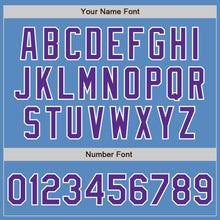 Load image into Gallery viewer, Custom Powder Blue Purple-White Two-Button Unisex Softball Jersey