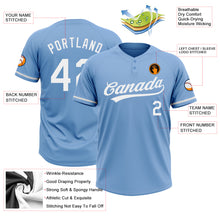 Load image into Gallery viewer, Custom Light Blue White Two-Button Unisex Softball Jersey