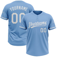 Load image into Gallery viewer, Custom Light Blue White Two-Button Unisex Softball Jersey