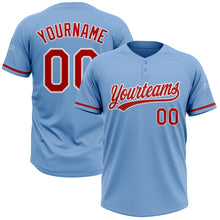 Charger l'image dans la galerie, Custom Light Blue Red-White Two-Button Unisex Softball Jersey