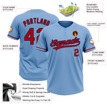 Load image into Gallery viewer, Custom Light Blue Red-Navy Two-Button Unisex Softball Jersey