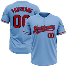 Load image into Gallery viewer, Custom Light Blue Red-Navy Two-Button Unisex Softball Jersey