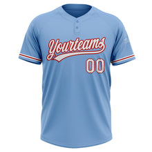 Загрузить изображение в средство просмотра галереи, Custom Light Blue White-Red Two-Button Unisex Softball Jersey