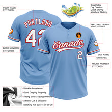 Загрузить изображение в средство просмотра галереи, Custom Light Blue White-Red Two-Button Unisex Softball Jersey