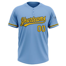 Загрузить изображение в средство просмотра галереи, Custom Light Blue Yellow-Black Two-Button Unisex Softball Jersey