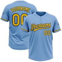 Загрузить изображение в средство просмотра галереи, Custom Light Blue Yellow-Black Two-Button Unisex Softball Jersey