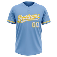 Загрузить изображение в средство просмотра галереи, Custom Light Blue White-Yellow Two-Button Unisex Softball Jersey