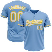 Загрузить изображение в средство просмотра галереи, Custom Light Blue White-Yellow Two-Button Unisex Softball Jersey