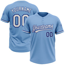 Load image into Gallery viewer, Custom Light Blue White-Royal Two-Button Unisex Softball Jersey