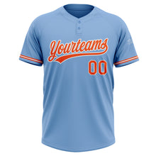Загрузить изображение в средство просмотра галереи, Custom Light Blue Orange-White Two-Button Unisex Softball Jersey
