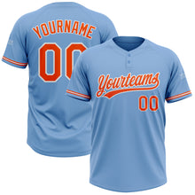 Загрузить изображение в средство просмотра галереи, Custom Light Blue Orange-White Two-Button Unisex Softball Jersey