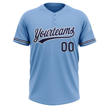 Load image into Gallery viewer, Custom Light Blue Navy-White Two-Button Unisex Softball Jersey