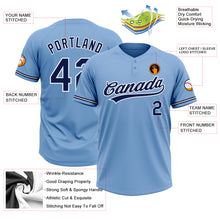 Load image into Gallery viewer, Custom Light Blue Navy-White Two-Button Unisex Softball Jersey