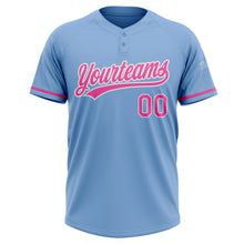 Загрузить изображение в средство просмотра галереи, Custom Light Blue Pink-White Two-Button Unisex Softball Jersey