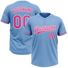 Загрузить изображение в средство просмотра галереи, Custom Light Blue Pink-White Two-Button Unisex Softball Jersey