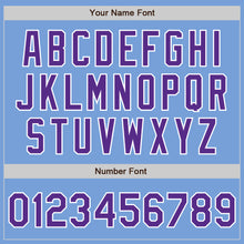 Load image into Gallery viewer, Custom Light Blue Purple-White Two-Button Unisex Softball Jersey