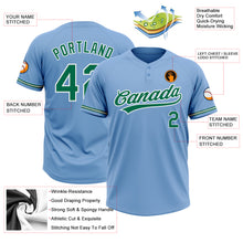 Load image into Gallery viewer, Custom Light Blue Kelly Green-White Two-Button Unisex Softball Jersey