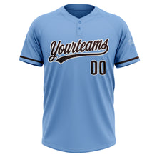 Load image into Gallery viewer, Custom Light Blue Brown-White Two-Button Unisex Softball Jersey
