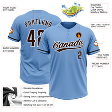 Load image into Gallery viewer, Custom Light Blue Brown-White Two-Button Unisex Softball Jersey
