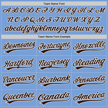 Load image into Gallery viewer, Custom Light Blue Brown-White Two-Button Unisex Softball Jersey