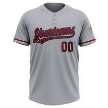 Laden Sie das Bild in den Galerie-Viewer, Custom Gray Crimson-Black Two-Button Unisex Softball Jersey