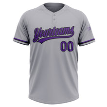 Laden Sie das Bild in den Galerie-Viewer, Custom Gray Purple-Black Two-Button Unisex Softball Jersey