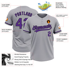 Laden Sie das Bild in den Galerie-Viewer, Custom Gray Purple-Black Two-Button Unisex Softball Jersey