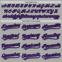 Laden Sie das Bild in den Galerie-Viewer, Custom Gray Purple-Black Two-Button Unisex Softball Jersey