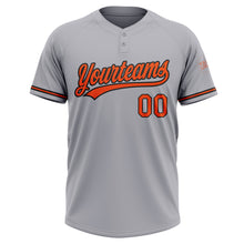Laden Sie das Bild in den Galerie-Viewer, Custom Gray Orange-Black Two-Button Unisex Softball Jersey