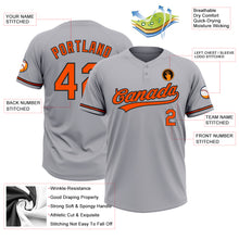 Laden Sie das Bild in den Galerie-Viewer, Custom Gray Orange-Black Two-Button Unisex Softball Jersey
