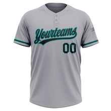 Laden Sie das Bild in den Galerie-Viewer, Custom Gray Black-Teal Two-Button Unisex Softball Jersey
