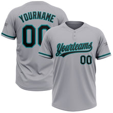 Laden Sie das Bild in den Galerie-Viewer, Custom Gray Black-Teal Two-Button Unisex Softball Jersey