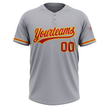 Laden Sie das Bild in den Galerie-Viewer, Custom Gray Red-Gold Two-Button Unisex Softball Jersey