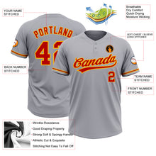 Laden Sie das Bild in den Galerie-Viewer, Custom Gray Red-Gold Two-Button Unisex Softball Jersey