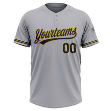 Laden Sie das Bild in den Galerie-Viewer, Custom Gray Black-Old Gold Two-Button Unisex Softball Jersey