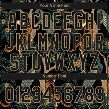 Загрузить изображение в средство просмотра галереи, Custom Black Old Gold 3D Pattern Tiger And Peacock Two-Button Unisex Softball Jersey