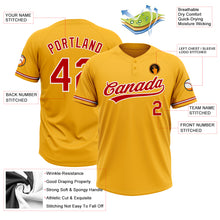Laden Sie das Bild in den Galerie-Viewer, Custom Gold Red-White Two-Button Unisex Softball Jersey