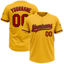 Laden Sie das Bild in den Galerie-Viewer, Custom Gold Red-Black Two-Button Unisex Softball Jersey