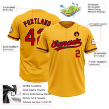 Laden Sie das Bild in den Galerie-Viewer, Custom Gold Red-Navy Two-Button Unisex Softball Jersey